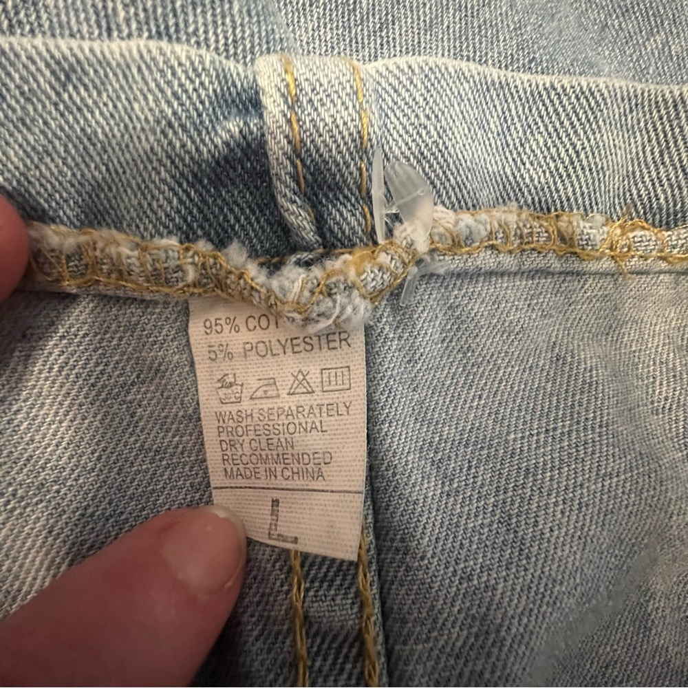 Juniors Blue Denim Overalls Dress Large - Picture 6 of 6